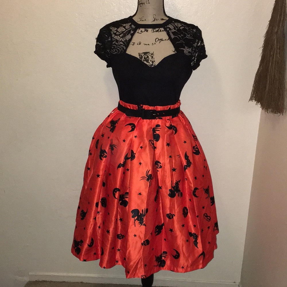 Skirt, pinup, spooky, Halloween, midi, rockabilly